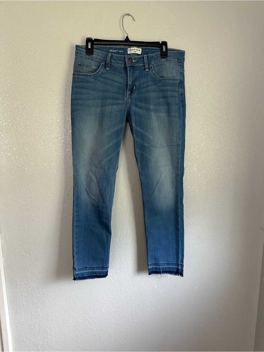 Crafted by Lee Light Wash Raw Hem Skinny Crop Denim Jeans